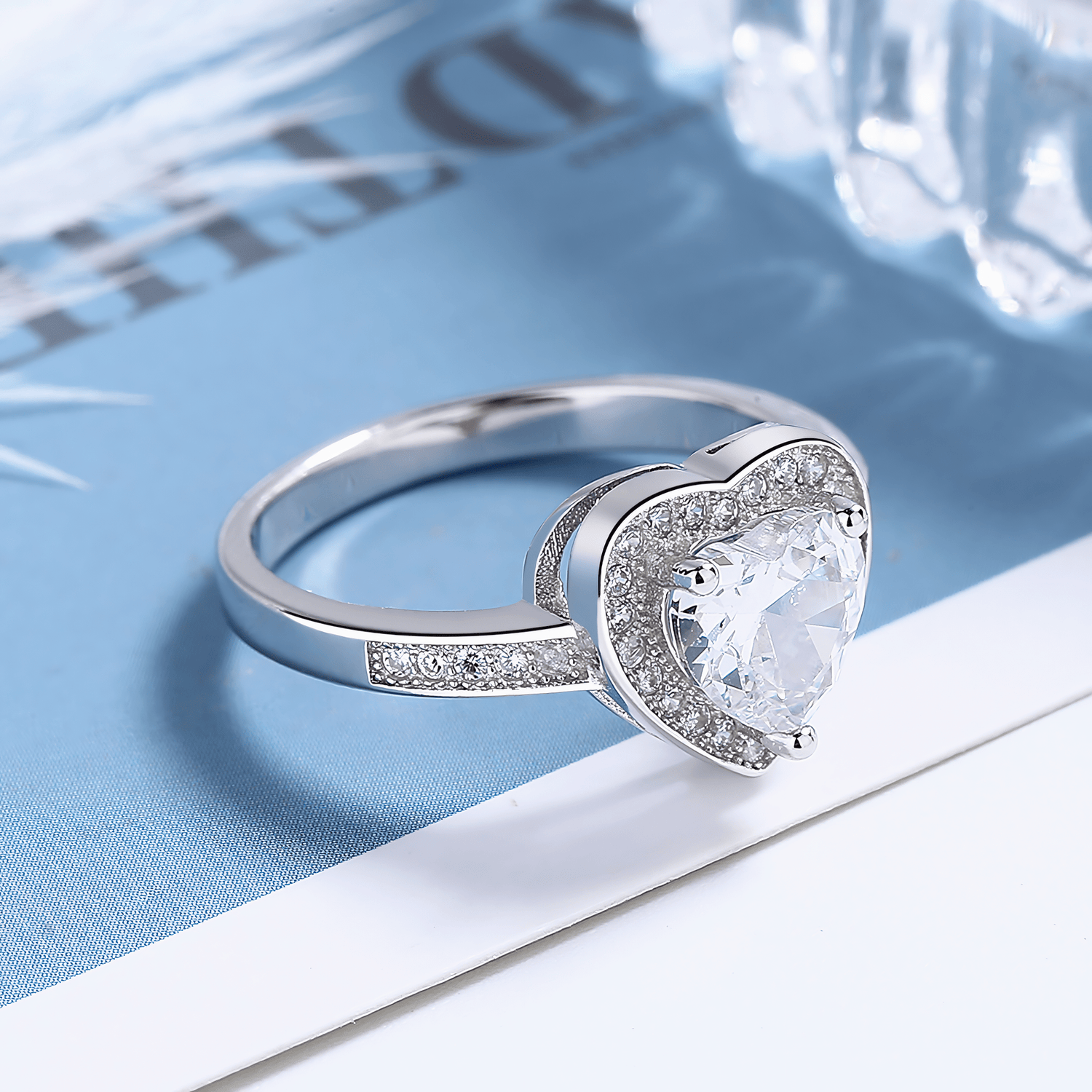 Heart of Elegance Sterling Silver Ring with Pavé Accents - NAFALUXE