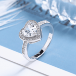 Heart of Elegance Sterling Silver Ring with Pavé Accents - NAFALUXE