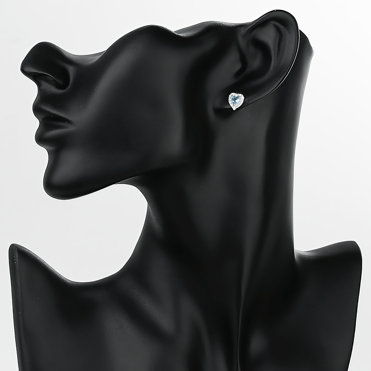 Heart - Shaped 925 Sterling Silver Blue Stone Stud Earring - NAFALUXE