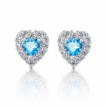 Heart-Shaped 925 Sterling Silver Blue Stone Stud Earring - NAFALUXE