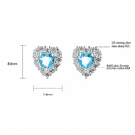Heart-Shaped 925 Sterling Silver Blue Stone Stud Earring - NAFALUXE