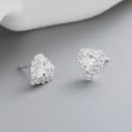 Heart - Shaped 925 Sterling Silver white Stone Stud Earring - NAFALUXE
