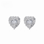 Heart - Shaped 925 Sterling Silver white Stone Stud Earring - NAFALUXE