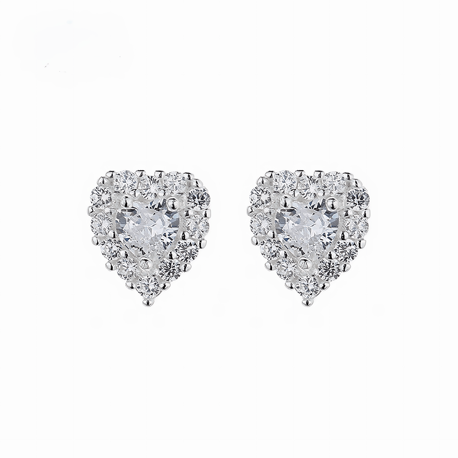 Heart - Shaped 925 Sterling Silver white Stone Stud Earring - NAFALUXE