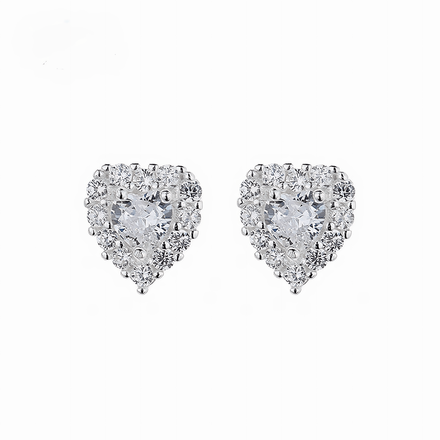 Heart - Shaped 925 Sterling Silver white Stone Stud Earring - NAFALUXE