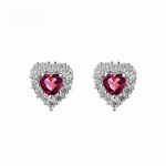 heart - shaped stud earrings - 925 Sterling Silver - NAFALUXE
