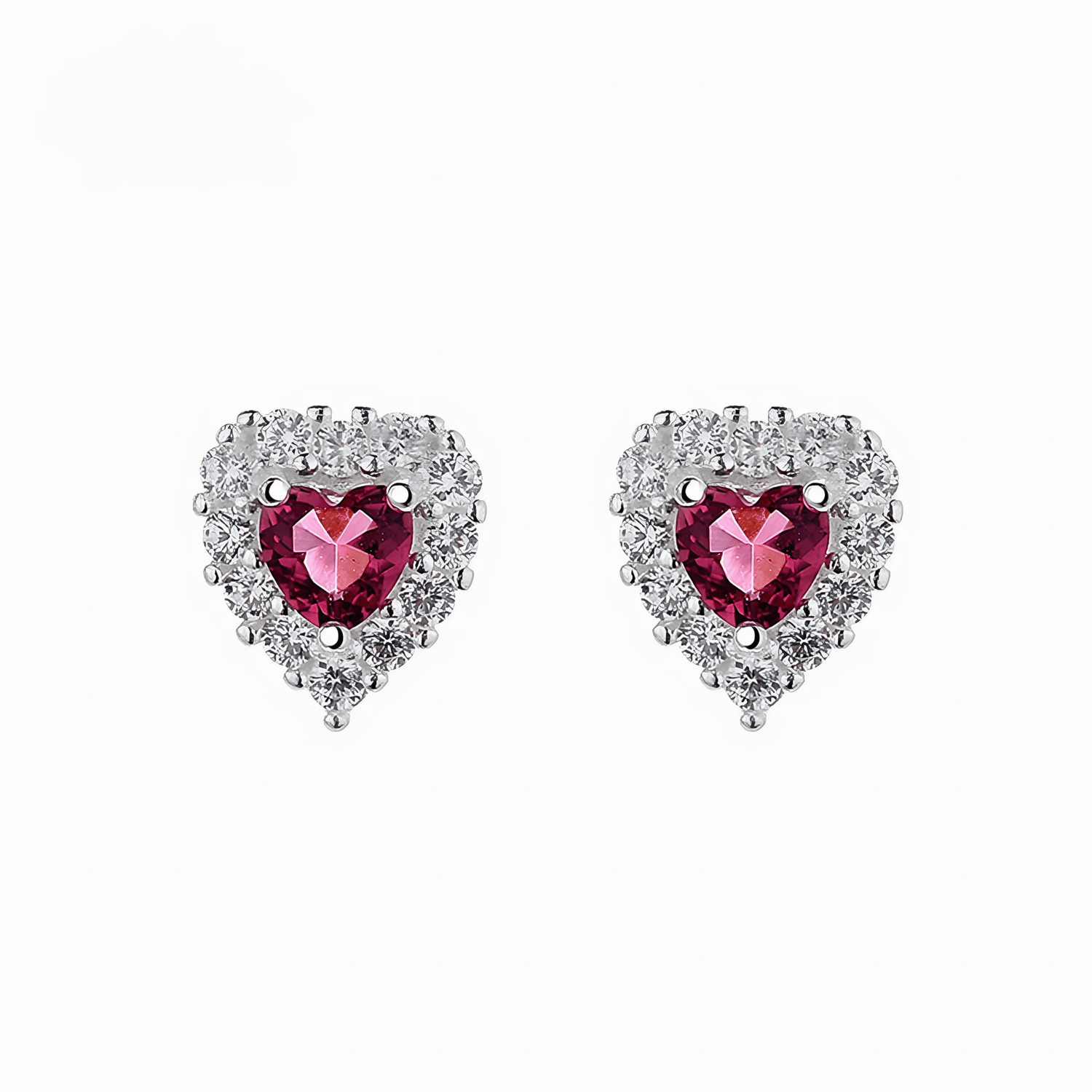 heart - shaped stud earrings - 925 Sterling Silver - NAFALUXE