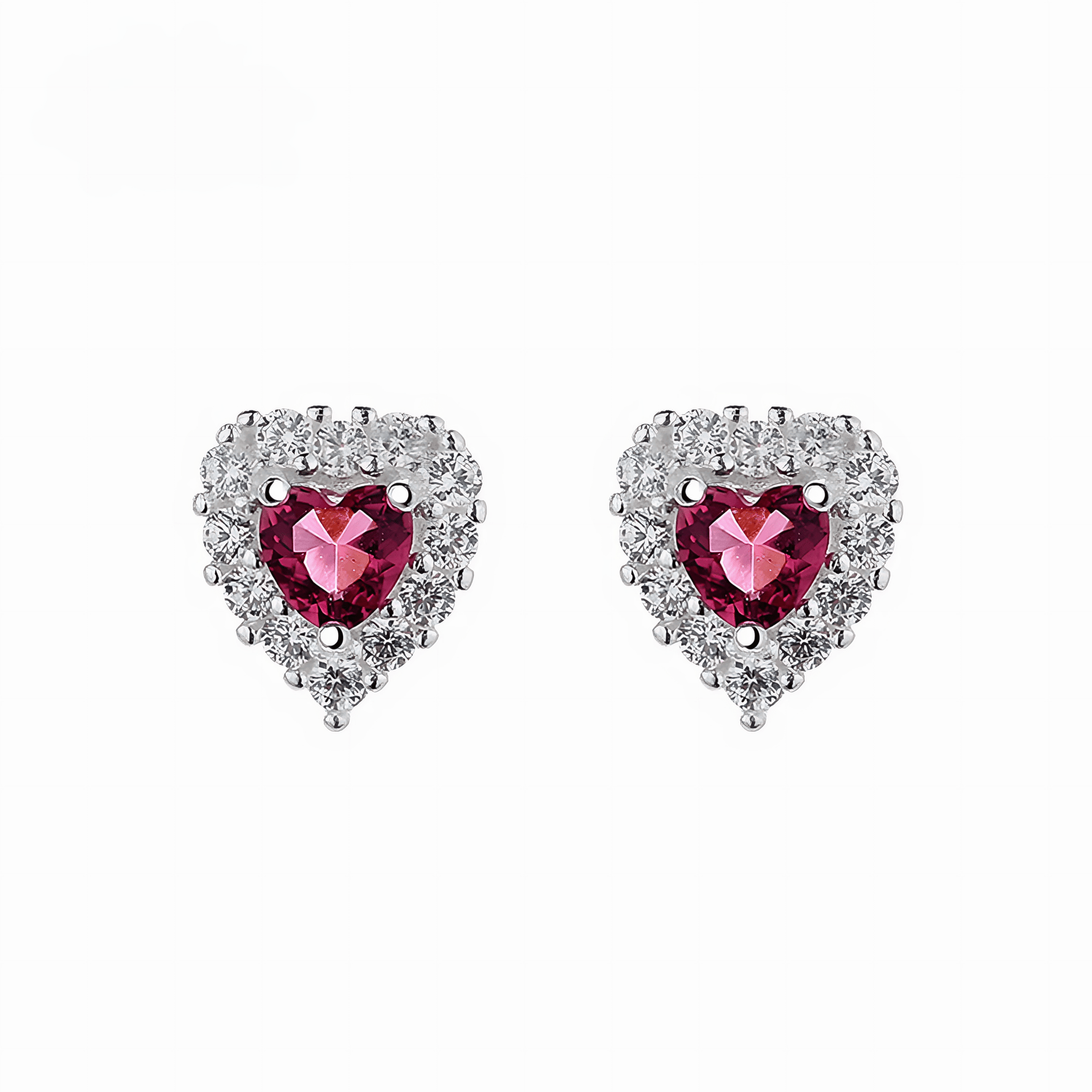 heart - shaped stud earrings - 925 Sterling Silver - NAFALUXE