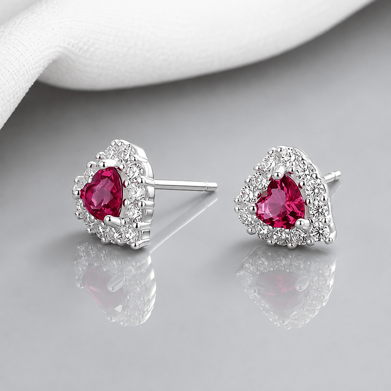 heart-shaped stud earrings-925 Sterling Silver - NAFALUXE