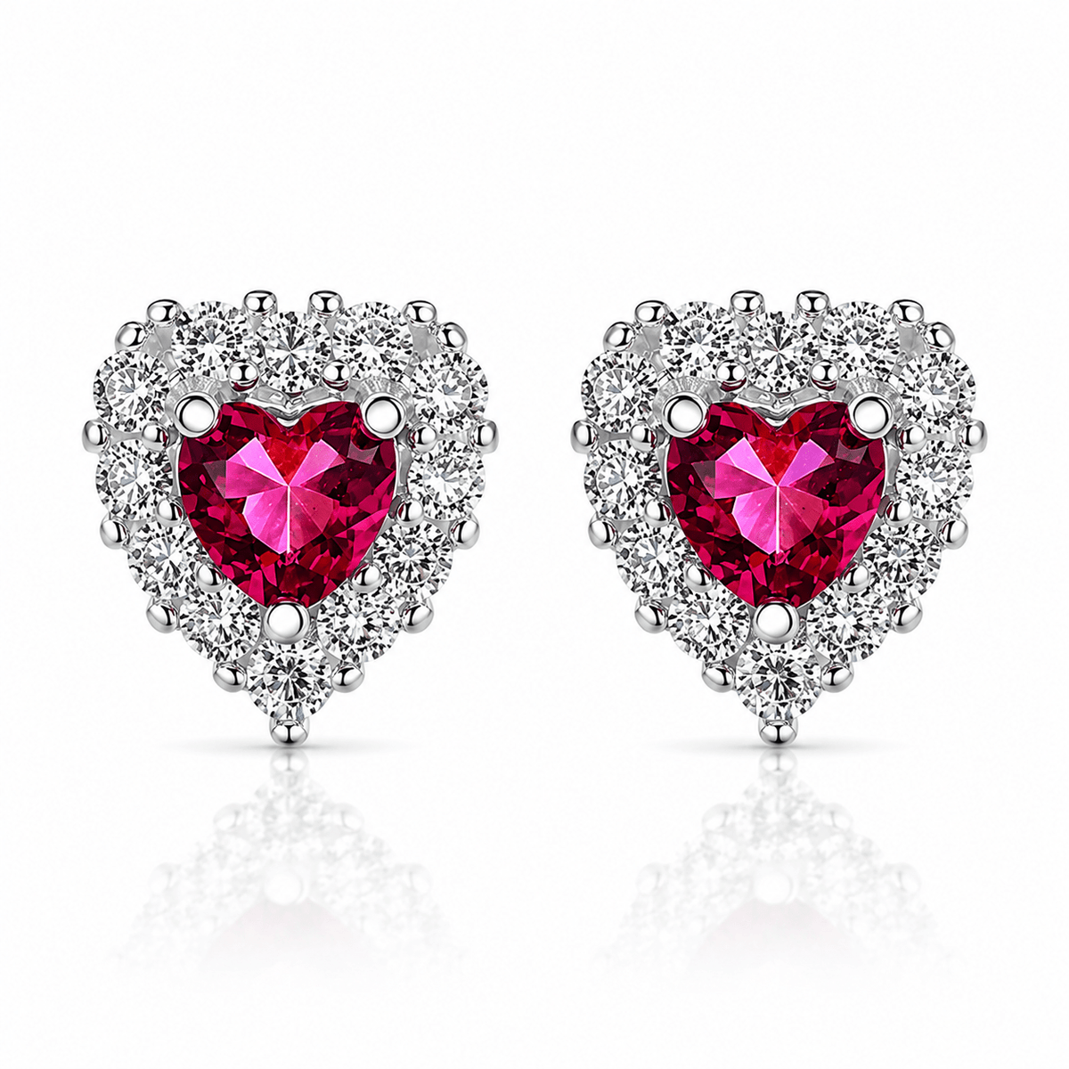 heart-shaped stud earrings-925 Sterling Silver - NAFALUXE