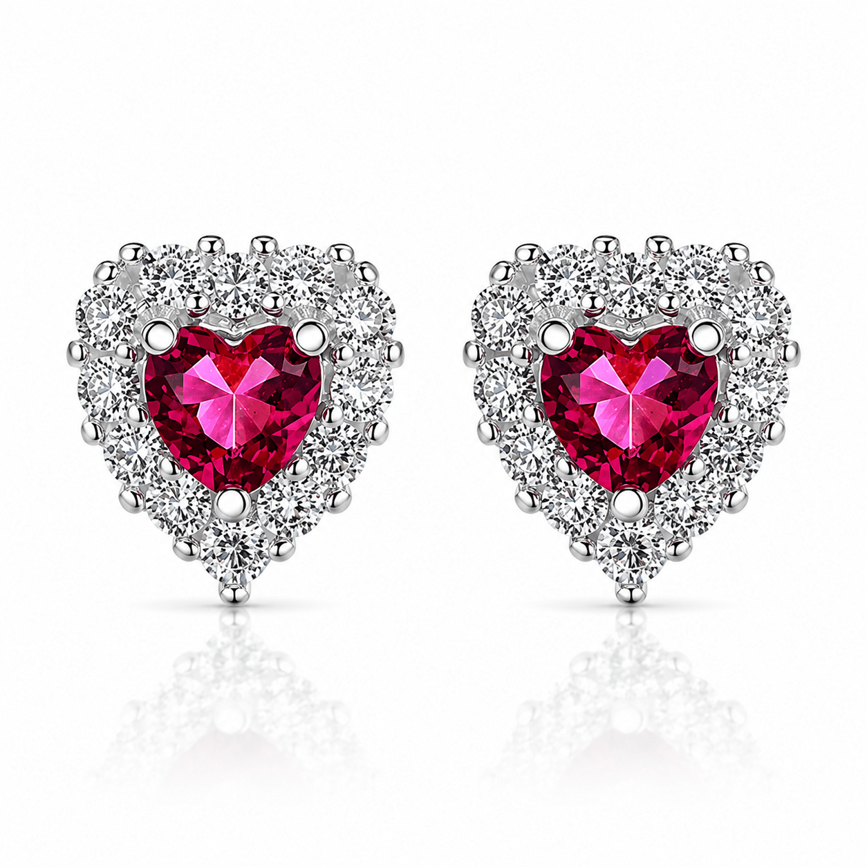 heart-shaped stud earrings-925 Sterling Silver - NAFALUXE