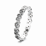 Heartbeat Spark – Sterling Silver Eternity Band with Blackened Heart Accents & CZ Stones - NAFALUXE