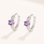 Hoop Earrings with Purple AAA Cubic Zirconia Claw Setting - NAFALUXE
