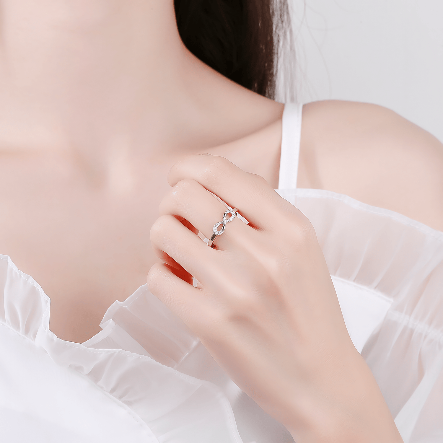 Infinity Sparkle Ring in Sterling Silver - NAFALUXE