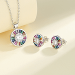 Jewelry Set with Colorful Baguette Crystals – Necklace Ring and Earrings - NAFALUXE