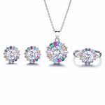 Jewelry Set with Colorful Baguette Crystals – Necklace Ring and Earrings - NAFALUXE