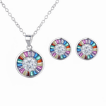 Jewelry Set with Colorful Baguette Crystals – Necklace Ring and Earrings - NAFALUXE