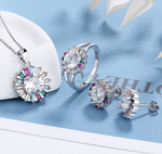 Jewelry Set with Colorful Baguette Crystals – Necklace Ring and Earrings - NAFALUXE