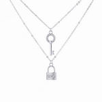 Key & Lock Duo – Sterling Silver Layered Necklace - NAFALUXE