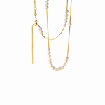 Layered Pearl Chain Necklace in Gold - Plated Sterling Silver - NAFALUXE