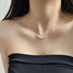 Layered Pearl Chain Necklace in Gold - Plated Sterling Silver - NAFALUXE