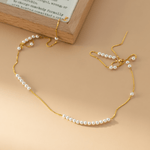 Layered Pearl Chain Necklace in Gold - Plated Sterling Silver - NAFALUXE