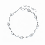Leaf Cluster Bracelet with Sparkling Cubic Zirconia Sterling Silver 925 - NAFALUXE