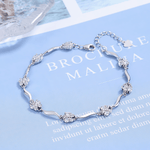 Leaf Cluster Bracelet with Sparkling Cubic Zirconia Sterling Silver 925 - NAFALUXE