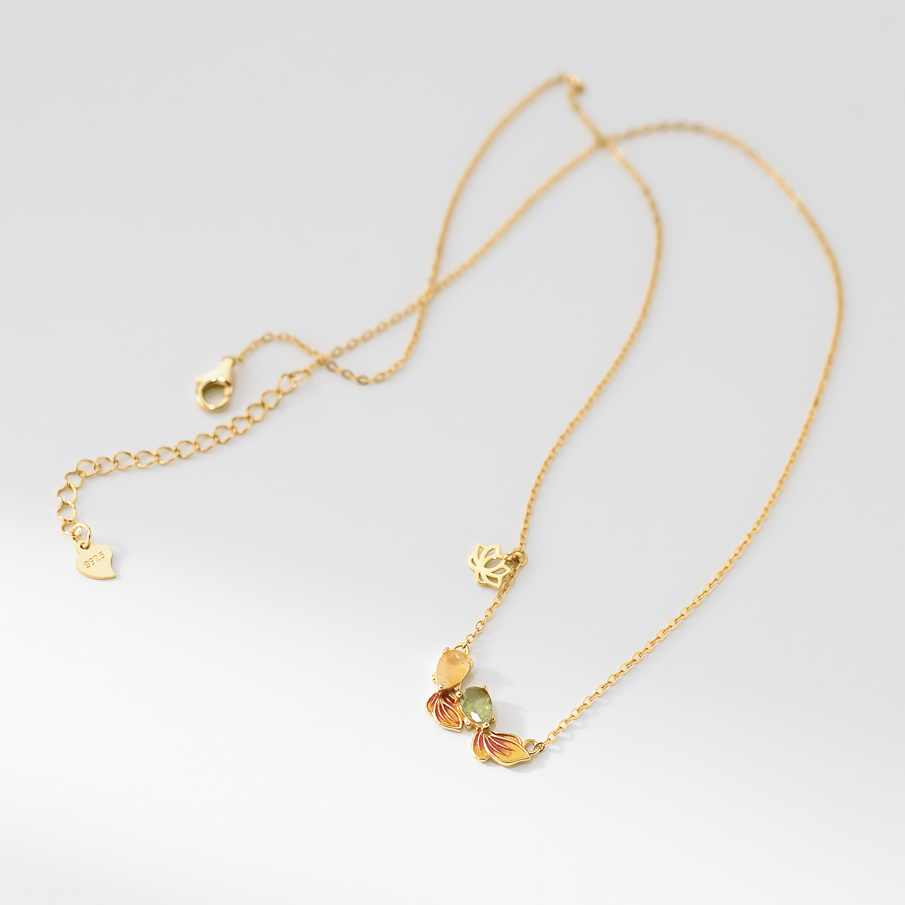 Lotus Flower Butterfly Necklace in Gold - Plated Sterling Silver - NAFALUXE