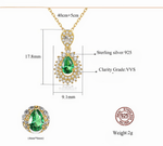 Collier avec pendentif en forme de poire vert émeraude, orné d'une pierre CZ de luxe, en argent sterling 925 plaqué or - NAFALUXE