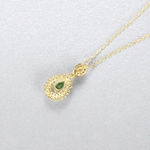 Collier avec pendentif en forme de poire vert émeraude, orné d'une pierre CZ de luxe, en argent sterling 925 plaqué or - NAFALUXE