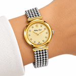 Mathey-Tissot Allure D539BDI – Swiss Made Women's Quartz Watch, 28mm, Two-Tone Stainless Steel, Champagne Dial, Sapphire Crystal - NAFALUXE