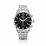 **Mathey-Tissot Ares Chrono H197CHAN – Men's Swiss Made Chronograph Watch, 42mm, Silver-Tone Stainless Steel, Black Dial, Sapphire Crystal** - NAFALUXE