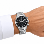 **Mathey-Tissot Ares Chrono H197CHAN – Men's Swiss Made Chronograph Watch, 42mm, Silver-Tone Stainless Steel, Black Dial, Sapphire Crystal** - NAFALUXE