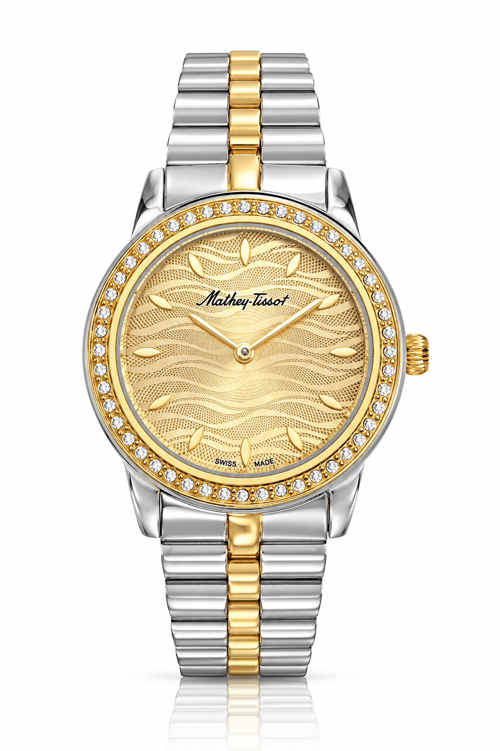 Mathey-Tissot Artemis D10860 – Women's Swiss Made Quartz Watch, Gold Dial, Two-Tone Stainless Steel - NAFALUXE