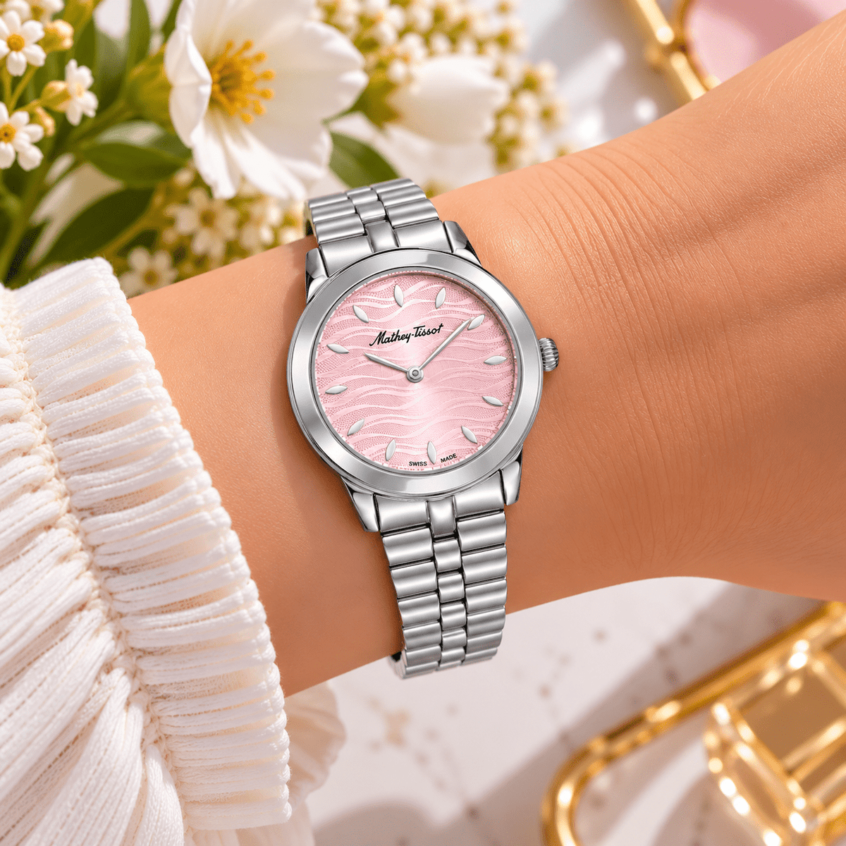 Mathey-Tissot Artemis D10860APK – Women's Swiss Made Quartz Watch | Pink Dial | Silver Stainless Steel - NAFALUXE