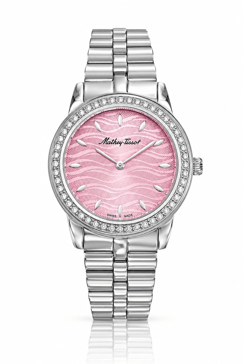 Mathey-Tissot Artemis D10860BPK – Women's Swiss Made Quartz Watch, Pink Dial, Silver Stainless Steel - NAFALUXE