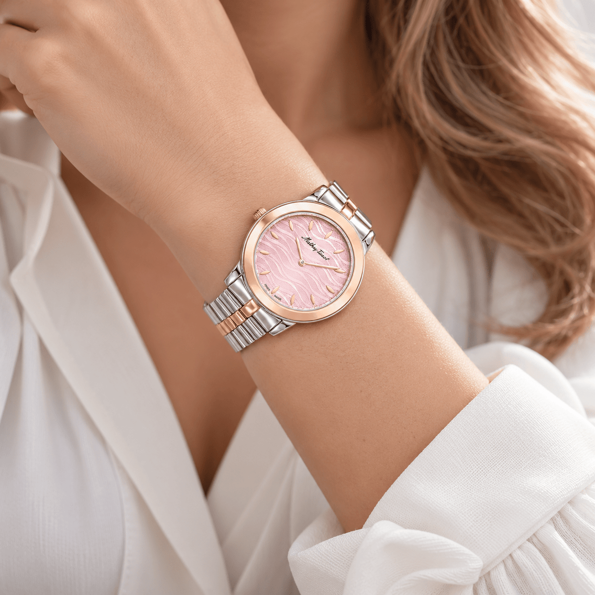 Mathey-Tissot Artemis D10860BPK – Women's Swiss Made Quartz Watch – Pink Dial – Two-Tone Rose Gold & Silver - NAFALUXE
