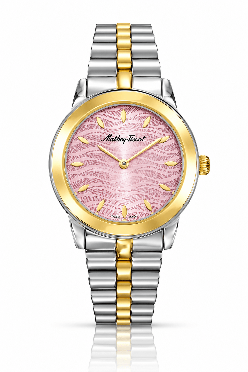 Mathey-Tissot Artemis D10860BYPK – Women's Swiss Made Quartz Watch | Pink Dial | Two-Tone Silver & Yellow Gold - NAFALUXE