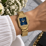 Mathey-Tissot Bella D971PQYBU – Women's Swiss Made Quartz Watch | Blue Dial | Yellow Gold Plated | Zirconium Bezel - NAFALUXE