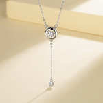 Minimal Drop Lariat Necklace – 925 Silver - NAFALUXE
