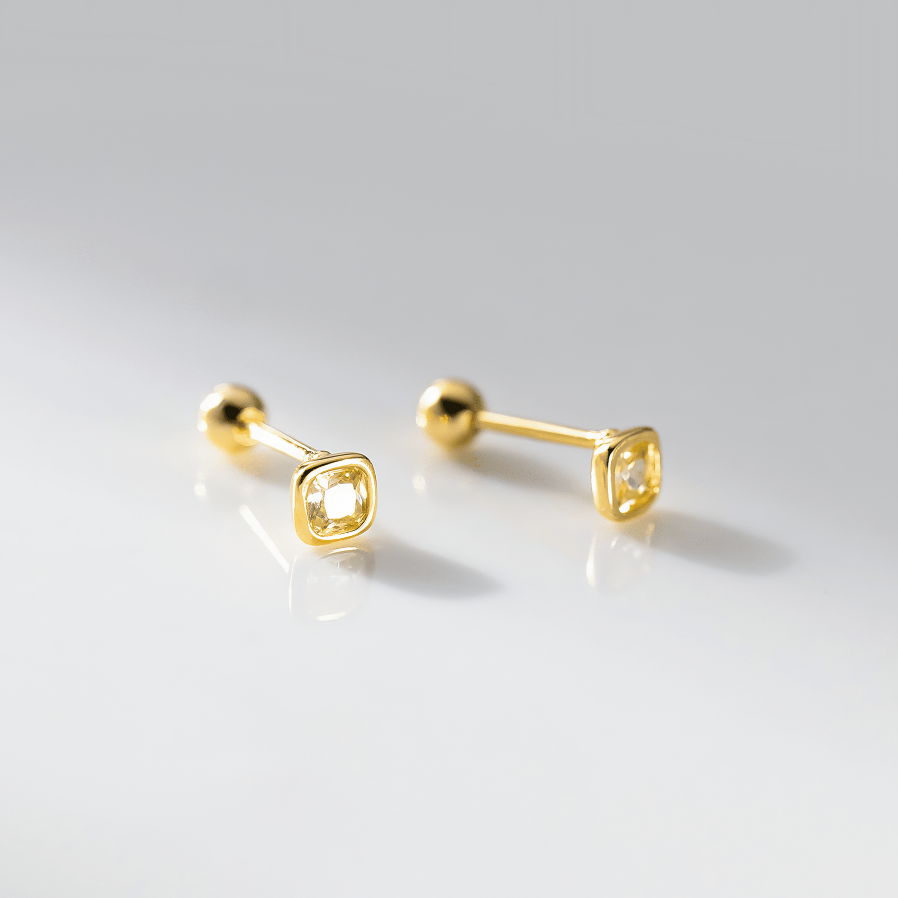 Minimalist Cushion - Cut CZ Stud Earrings – 925 Sterling Silver Gold & Silver Earrings - NAFALUXE