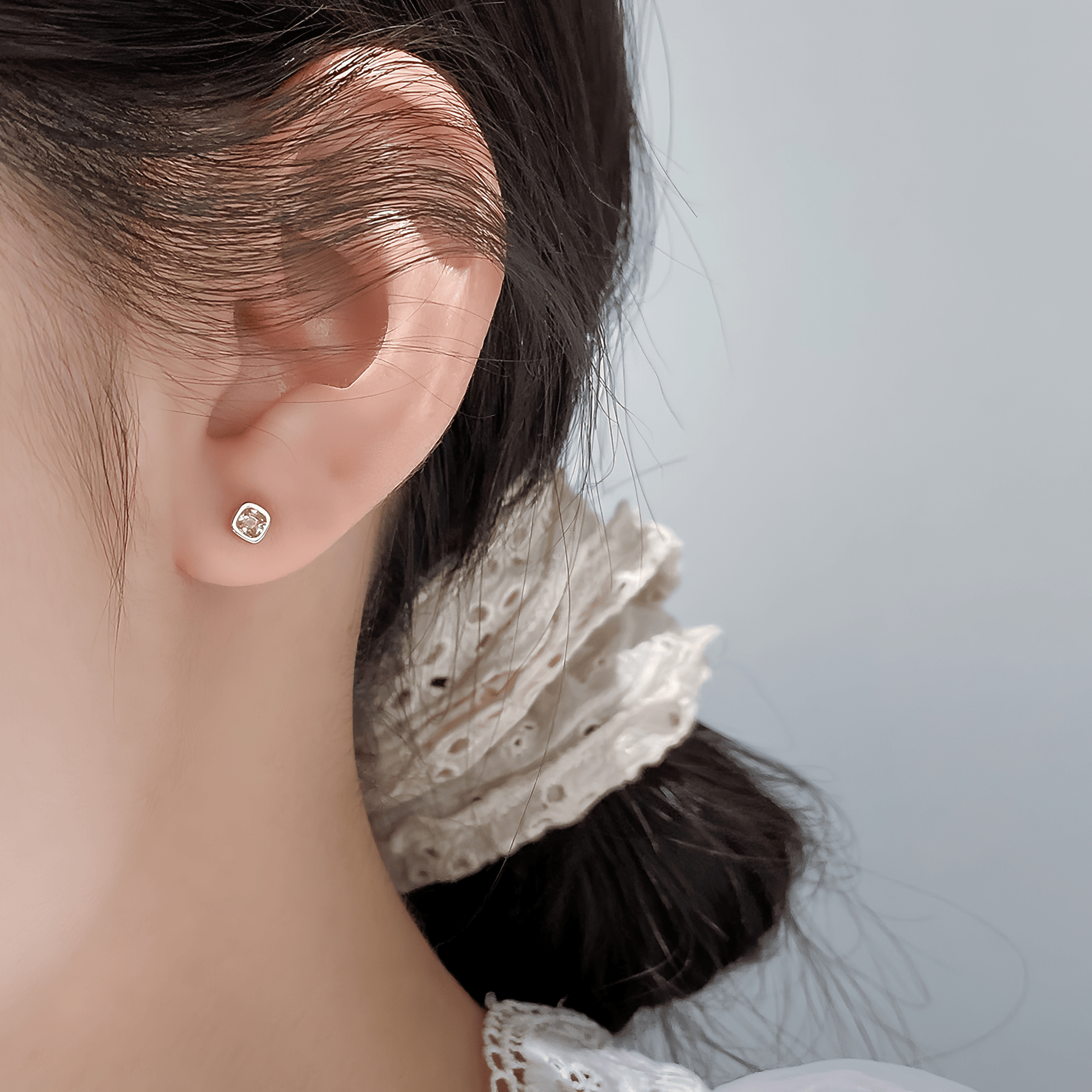 Minimalist Cushion - Cut CZ Stud Earrings – 925 Sterling Silver Gold & Silver Earrings - NAFALUXE