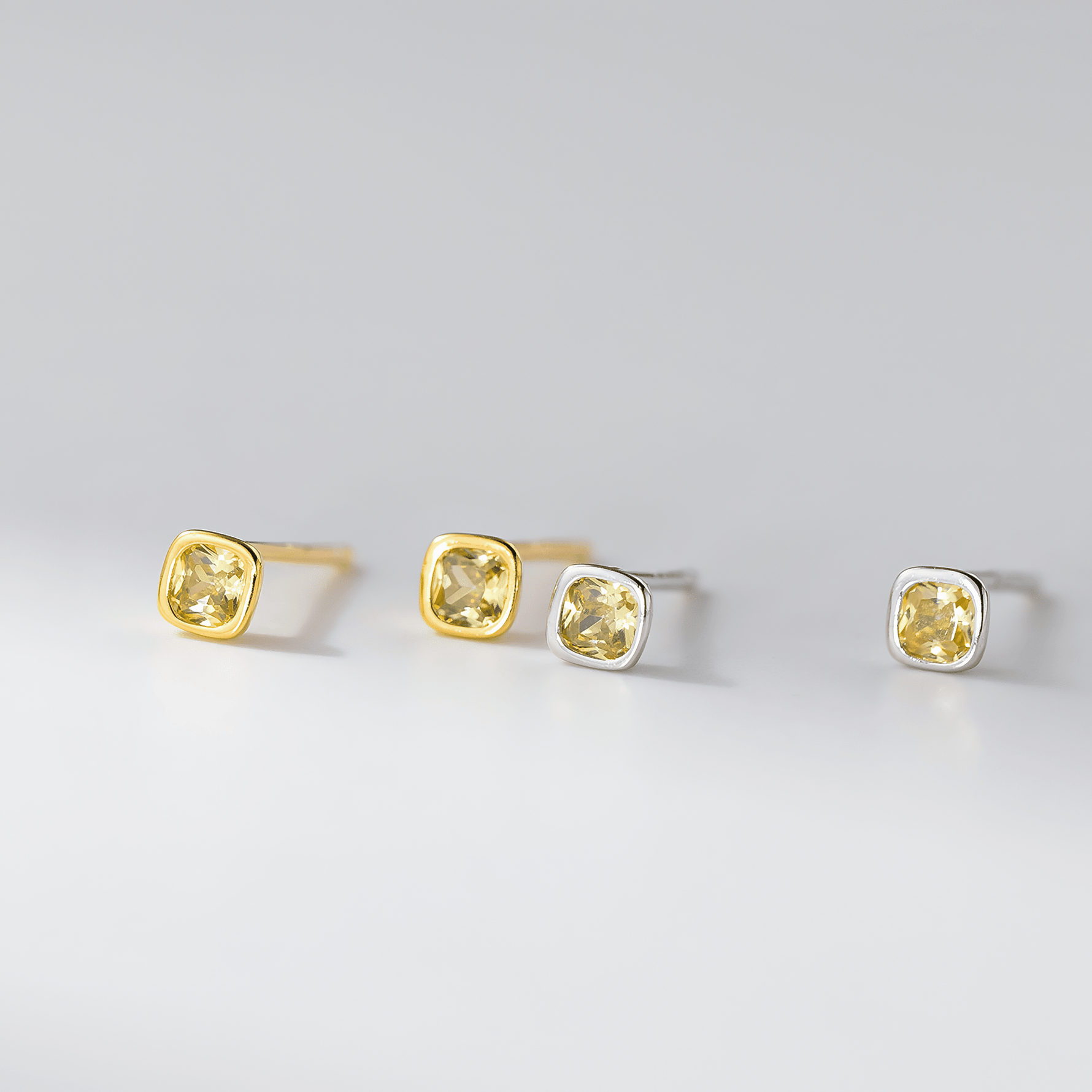 Minimalist Cushion - Cut CZ Stud Earrings – 925 Sterling Silver Gold & Silver Earrings - NAFALUXE