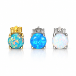 Minimalist Opal Stud Earrings in Gold & Silver Finish - NAFALUXE
