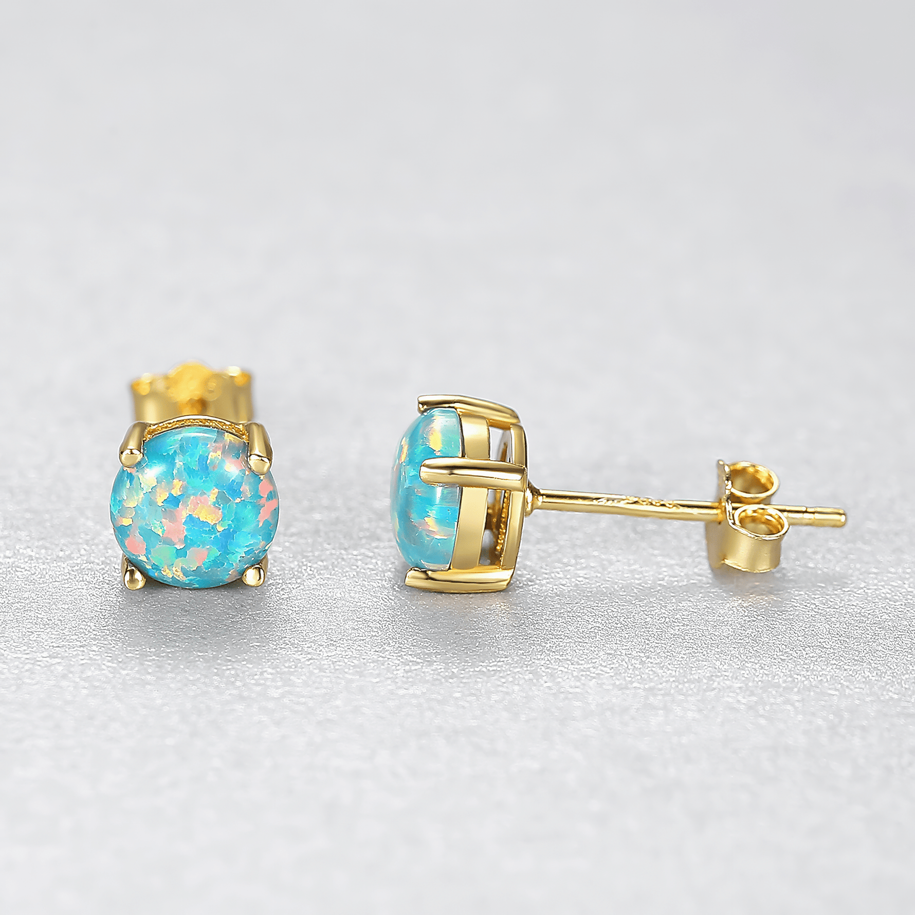 Boucles d'oreilles minimalistes en opale, finition or et argent - NAFALUXE