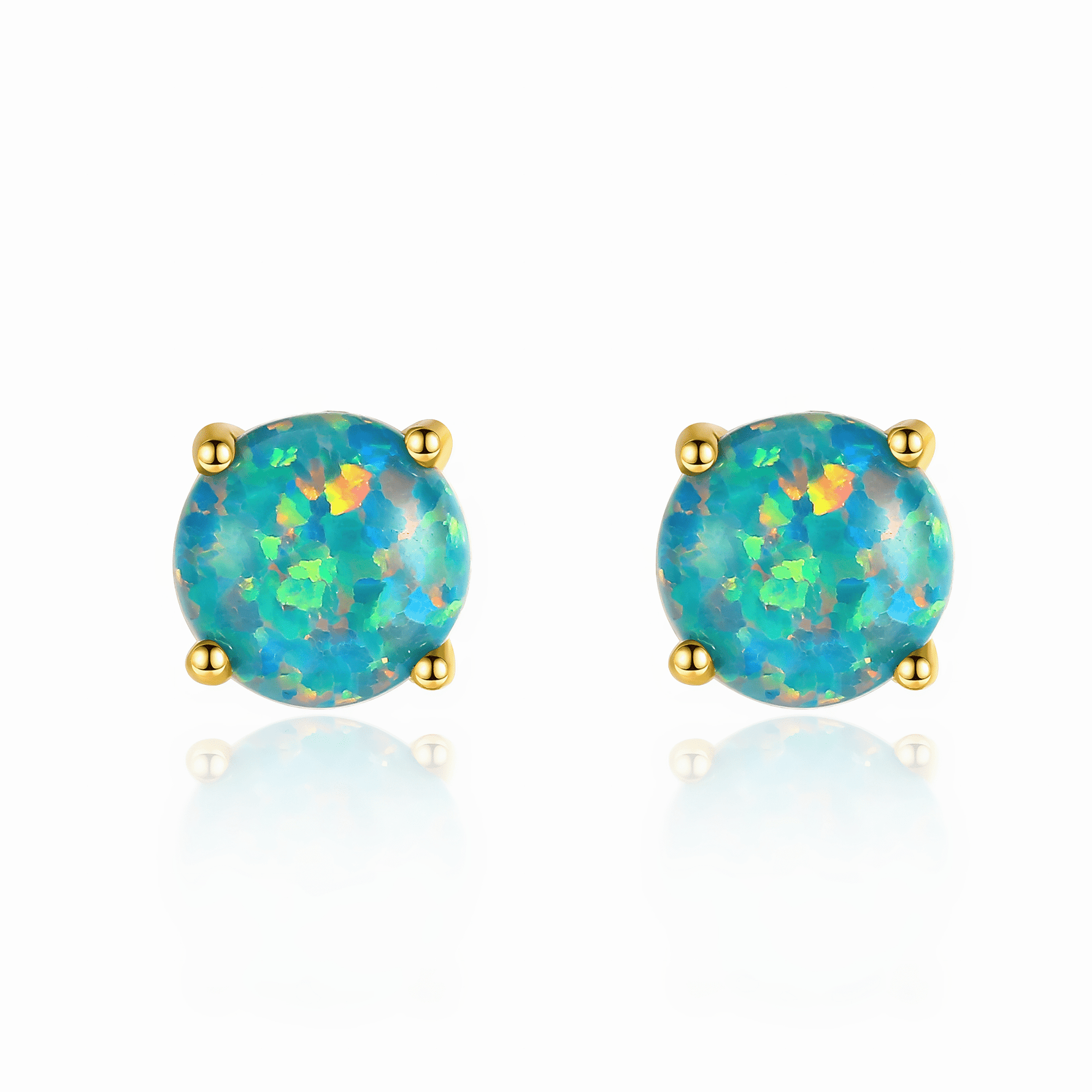 Boucles d'oreilles minimalistes en opale, finition or et argent - NAFALUXE
