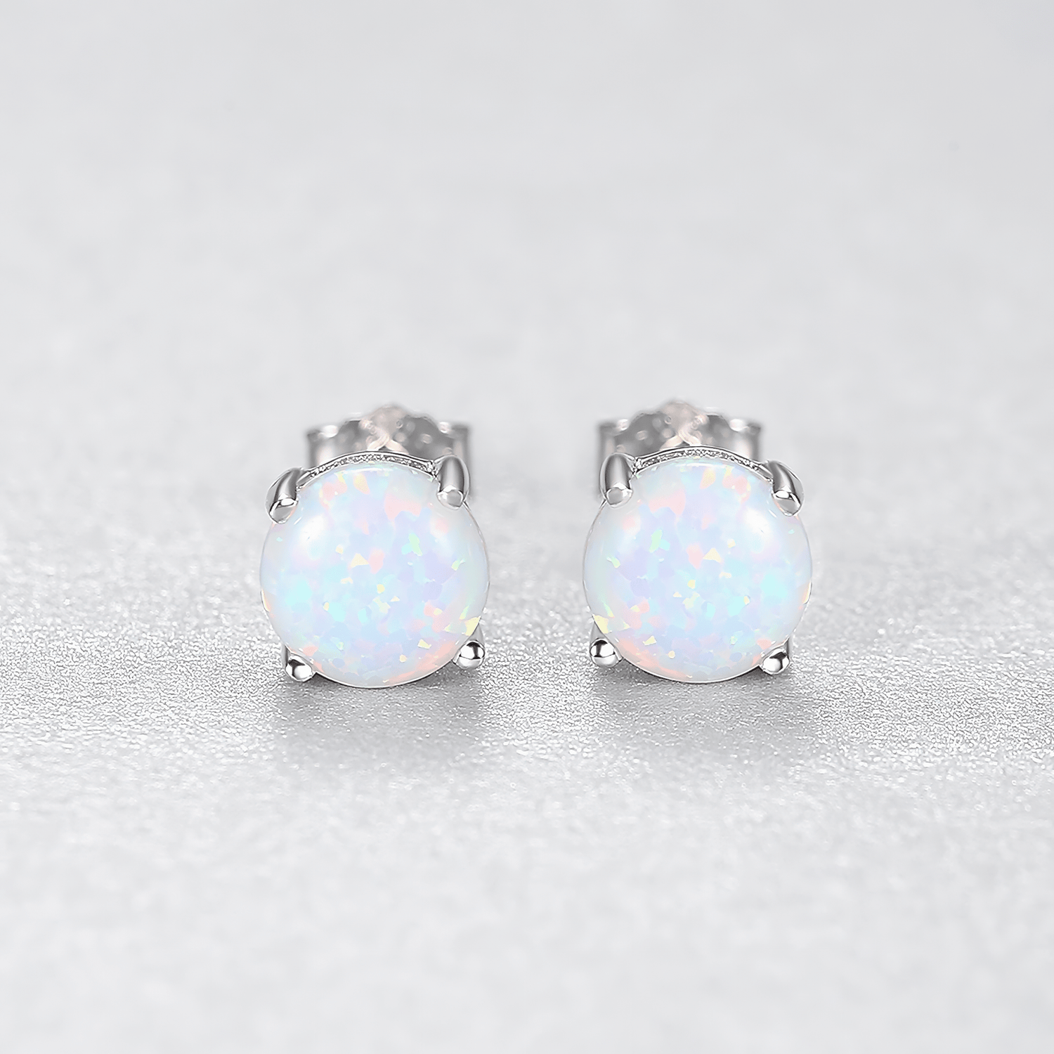 Minimalist Opal Stud Earrings in Gold & Silver Finish - NAFALUXE