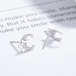 Moon & Star Stud Earrings – 925 Sterling Silver with Sparkling CZ Detail - NAFALUXE
