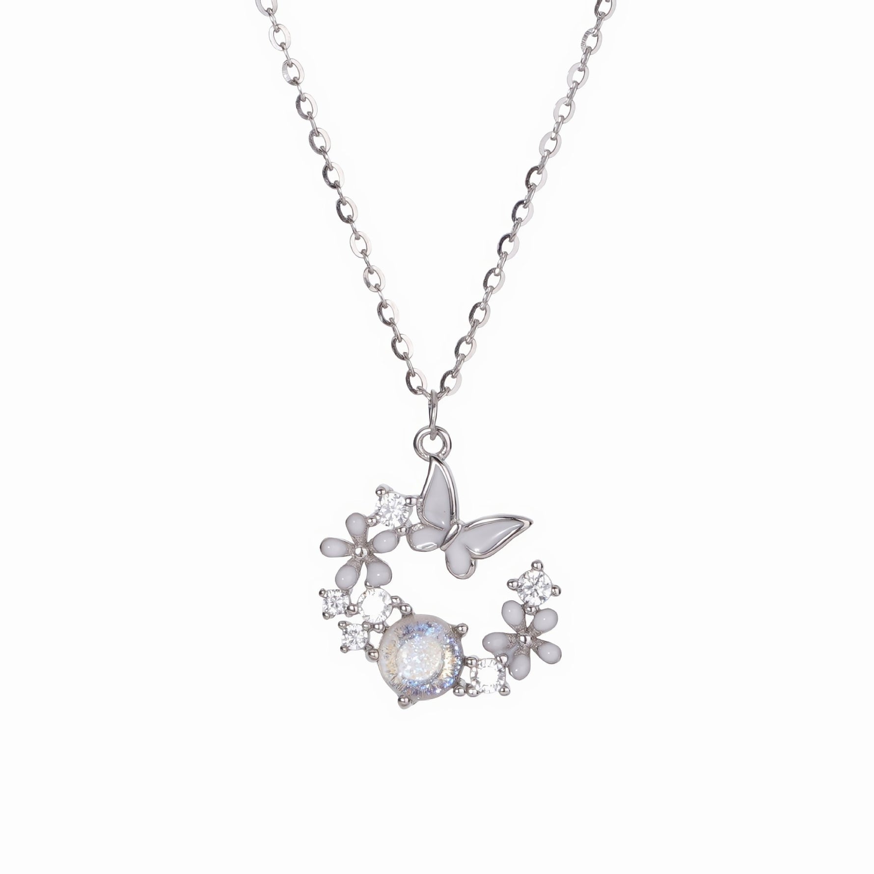 Moonlit Butterfly Floral Necklace - NAFALUXE